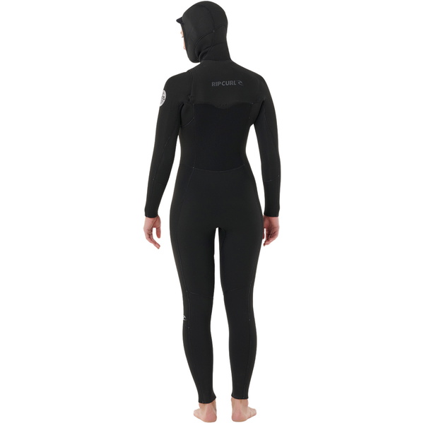 2026 Rip Curl Womens Dawn Patrol 5/4mm Hooded Chest Zip Wetsuit 15YWFS - Black